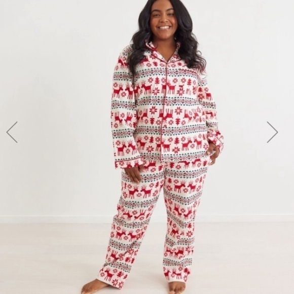 Hanna Andersson Holiday Pajama Set Nordic Reindeer PJs Christmas Size 14 - Picture 1 of 14